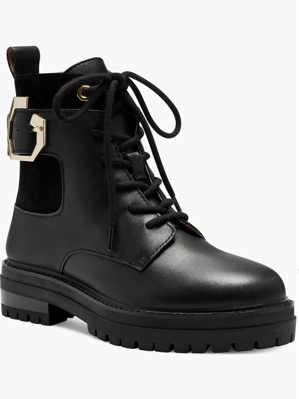 Louise at Cie Black Leather Ankle Boots with Gold Buckle